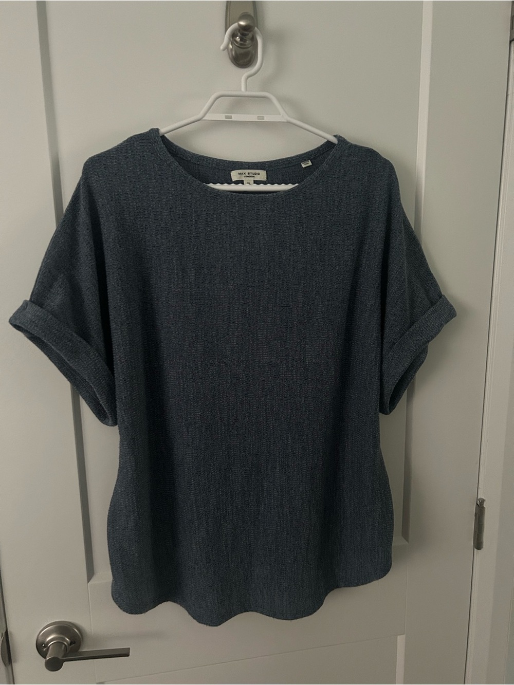 Max Studio London Blue Knit Dolman Sleeve Shirt